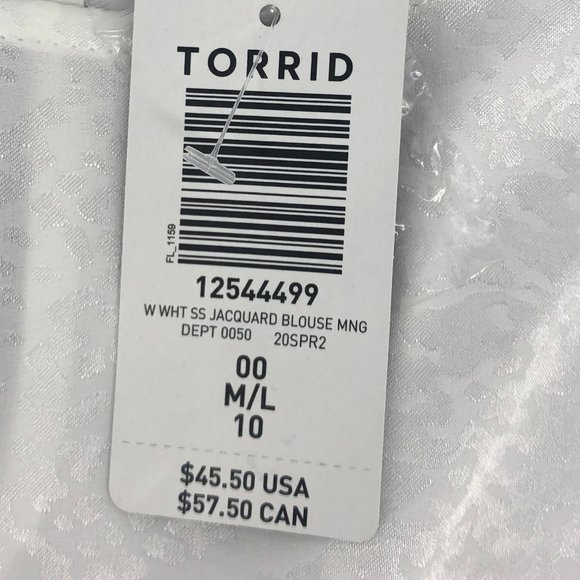 Torrid White BabyDoll Snake blouse 00 Medium Large - Picture 4 of 6